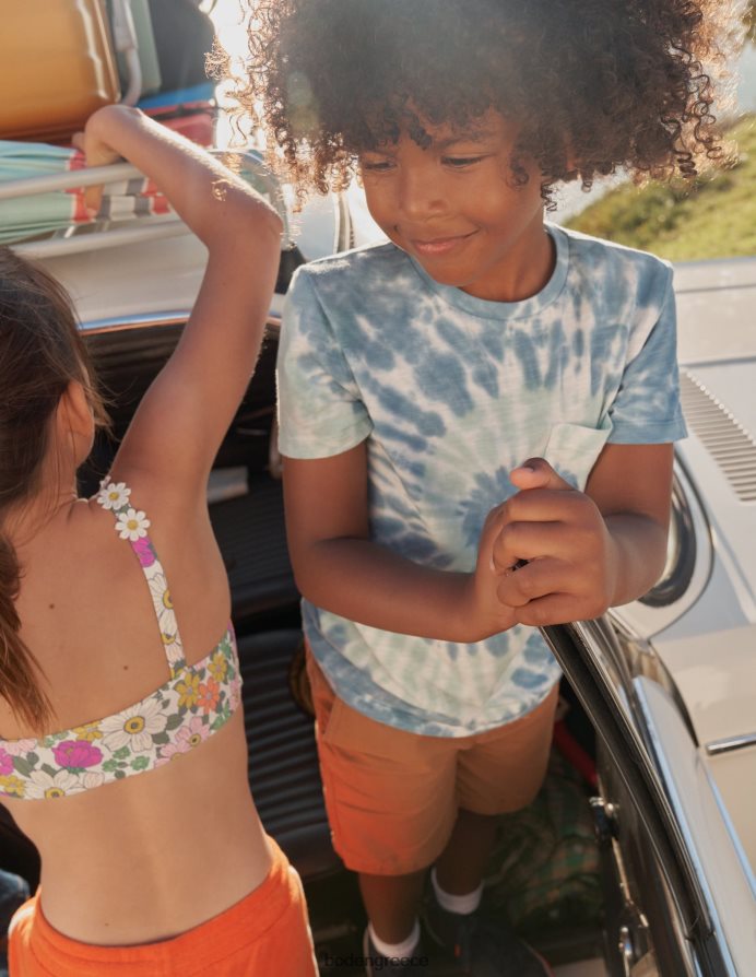 μπλε βαφή γραβάτας είδη ένδυσης εμπριμέ πλυμένο μπλουζάκι Boden κορίτσια 464PH83213