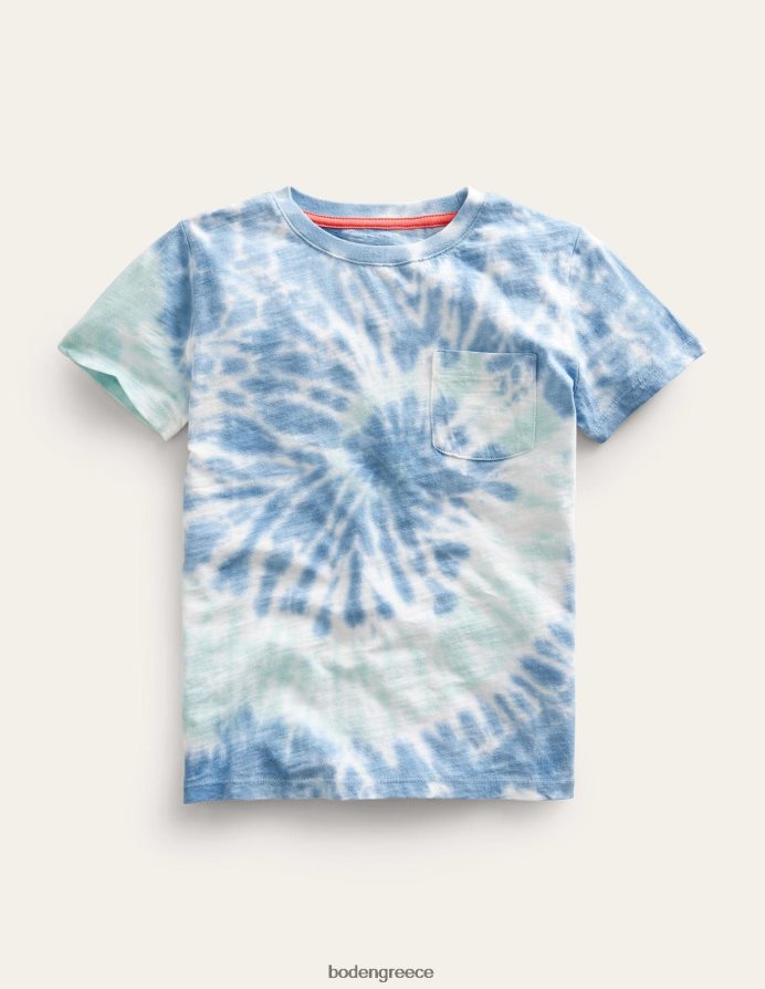 μπλε βαφή γραβάτας είδη ένδυσης εμπριμέ πλυμένο μπλουζάκι Boden κορίτσια 464PH83213