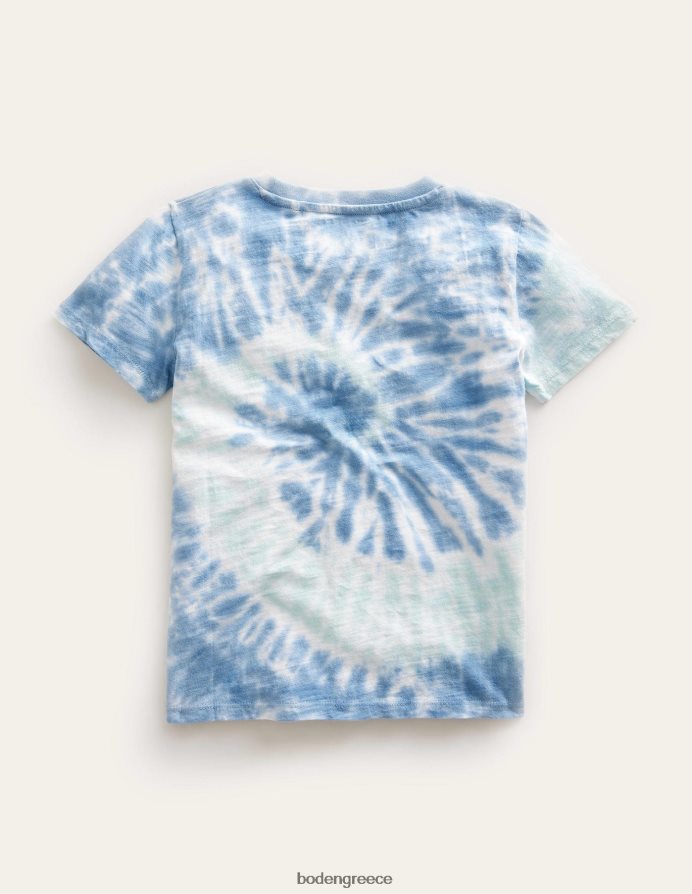 μπλε βαφή γραβάτας είδη ένδυσης εμπριμέ πλυμένο μπλουζάκι Boden κορίτσια 464PH83213