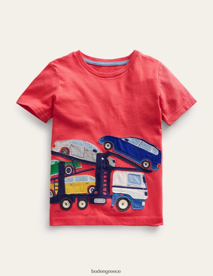 μαρμελάδα κόκκινο μεταφορέα είδη ένδυσης απλικέ μπλουζάκι μπροστά και πίσω Boden κορίτσια 464PH83248