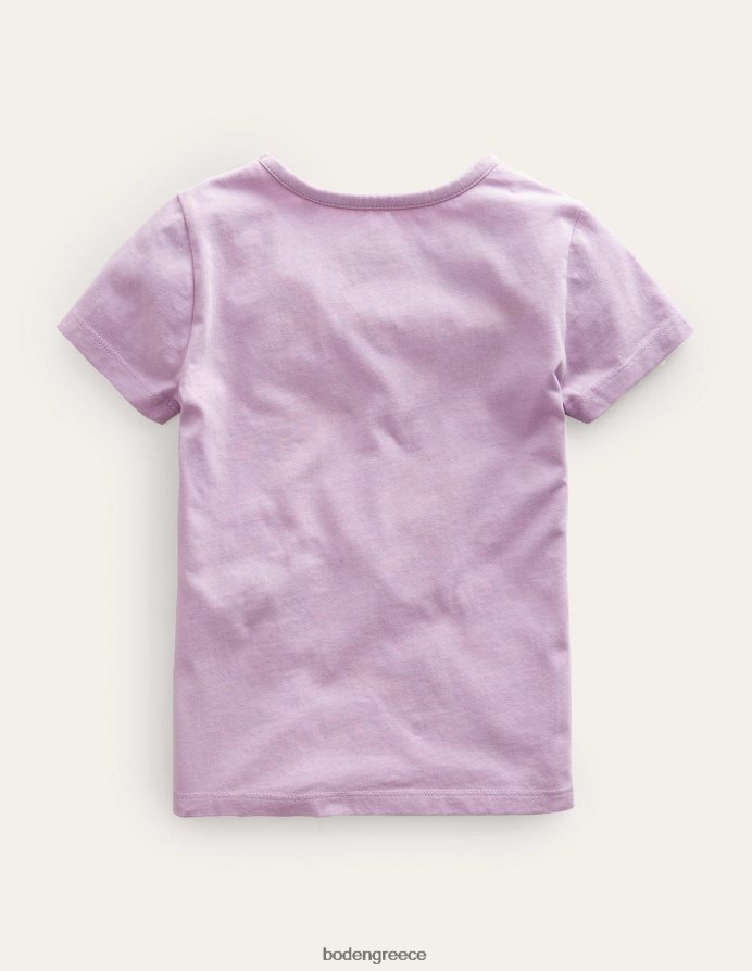 γλυκού μπιζελιού μωβ ροδάκινα είδη ένδυσης εμπριμέ γραφικό μπλουζάκι Boden κορίτσια 464PH83289