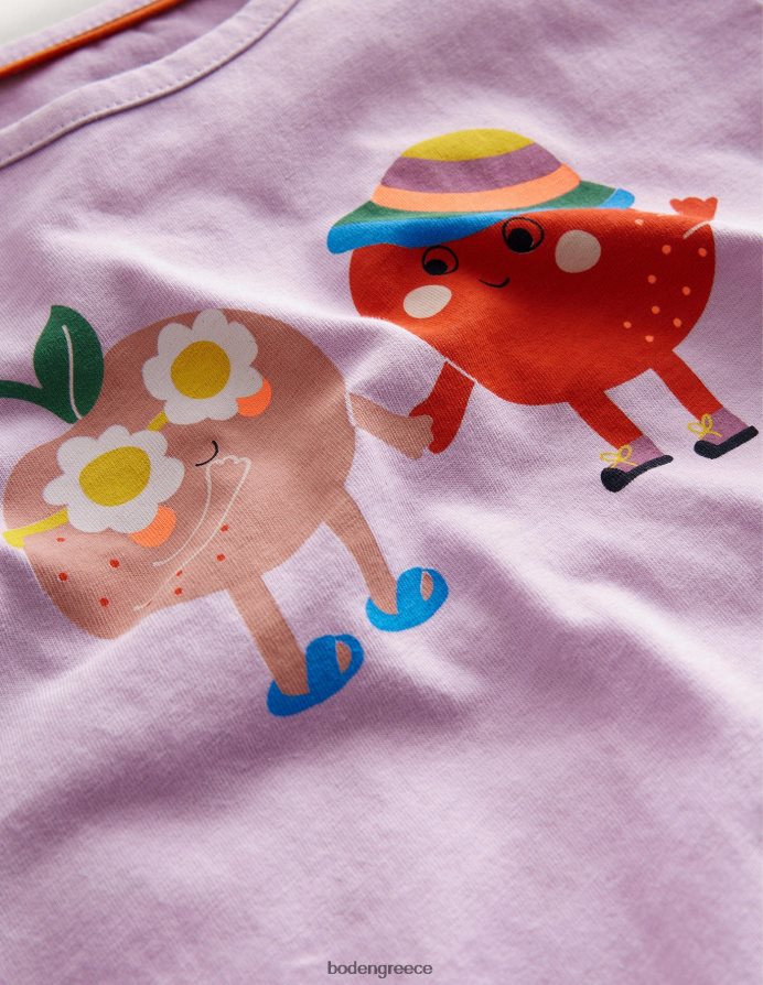 γλυκού μπιζελιού μωβ ροδάκινα είδη ένδυσης εμπριμέ γραφικό μπλουζάκι Boden κορίτσια 464PH83289