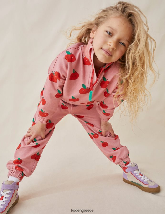 αμύγδαλο ροζ μήλα είδη ένδυσης τυπωμένο μισό φερμουάρ ιδρώτας Boden κορίτσια 464PH8758