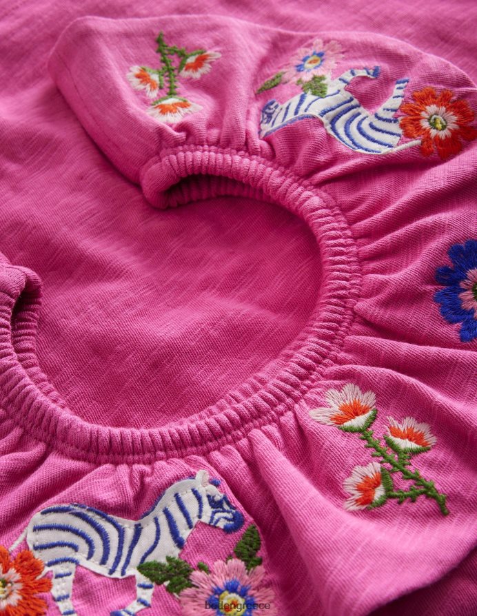 ροζ ζέβρες είδη ένδυσης μπλουζάκι κεντημένο τοπ Boden κορίτσια 464PH8760