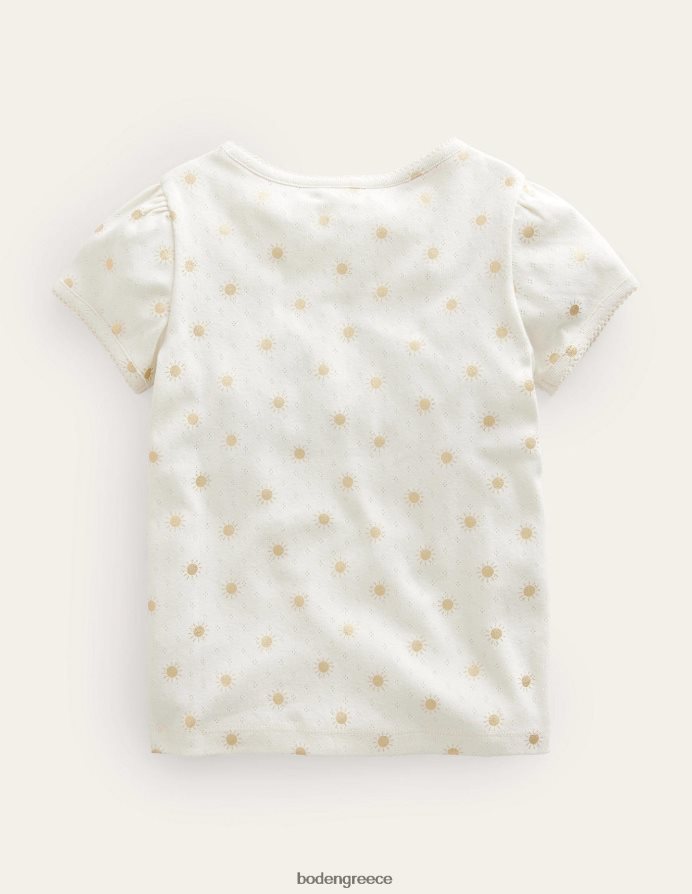 ιβουάρ/χρυσούς ήλιους είδη ένδυσης κοντομάνικο πουέντ Boden κορίτσια 464PH8763