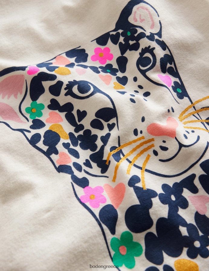 λεοπάρδαλη λοβού βανίλιας είδη ένδυσης μπλουζάκι με λογότυπο λεοπάρ Boden κορίτσια 464PH8765