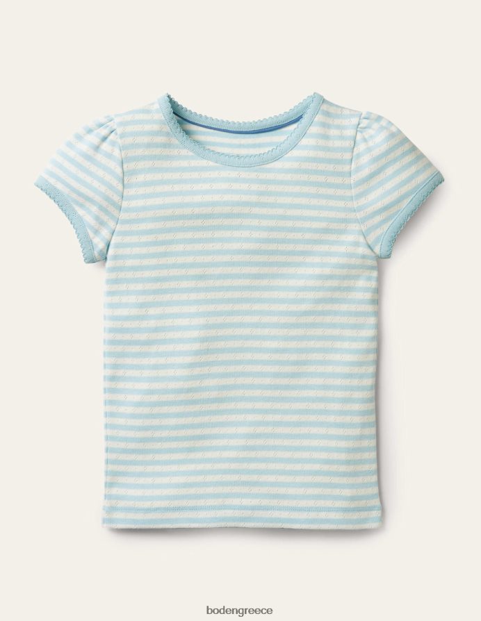 ανοιχτό γαλάζιο/ιβουάρ είδη ένδυσης κοντομάνικο πουέντ Boden κορίτσια 464PH8766