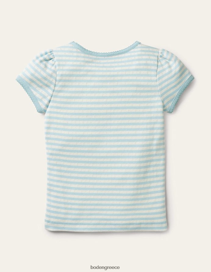 ανοιχτό γαλάζιο/ιβουάρ είδη ένδυσης κοντομάνικο πουέντ Boden κορίτσια 464PH8766