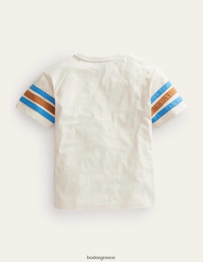 λοβό βανίλιας λευκό είδη ένδυσης T-shirt με ρίγες αντίθεσης Boden κορίτσια 464PH83074