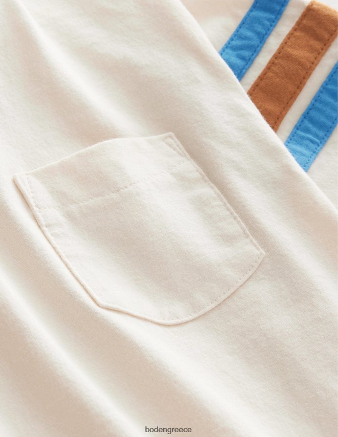 λοβό βανίλιας λευκό είδη ένδυσης T-shirt με ρίγες αντίθεσης Boden κορίτσια 464PH83074