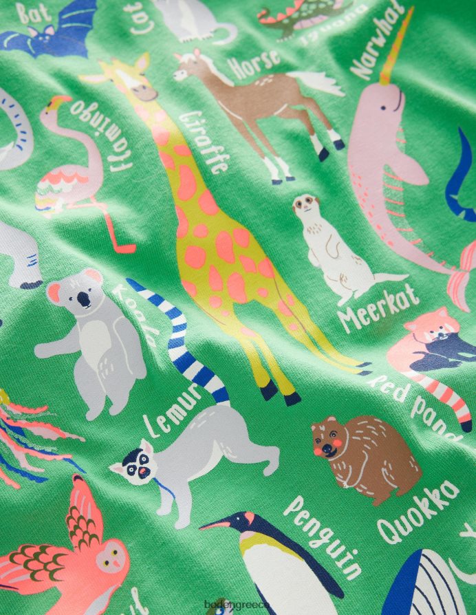 αλφάβητο πράσινο αλόη ζώων είδη ένδυσης T-shirt εκπαίδευσης ζώων Boden κορίτσια 464PH83128