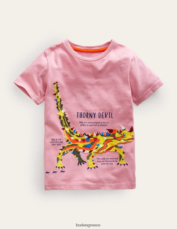 φορμάκα ροζ αγκαθωτός διάβολος είδη ένδυσης T-shirt με γεγονότα για ζώα Boden κορίτσια 464PH83196