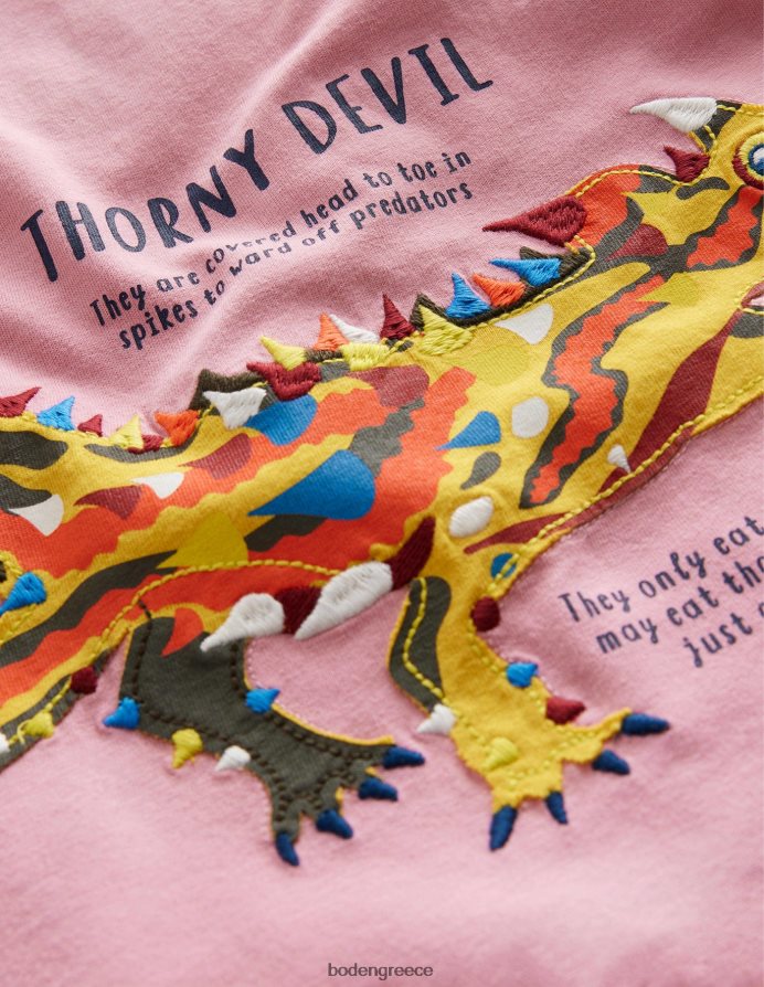 φορμάκα ροζ αγκαθωτός διάβολος είδη ένδυσης T-shirt με γεγονότα για ζώα Boden κορίτσια 464PH83196