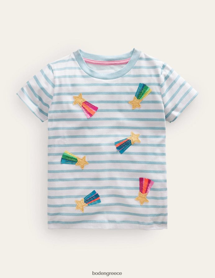 aqua sea μπλε/ιβουάρ αστέρια είδη ένδυσης φτερούγισμα μπλουζάκι Boden κορίτσια 464PH82864