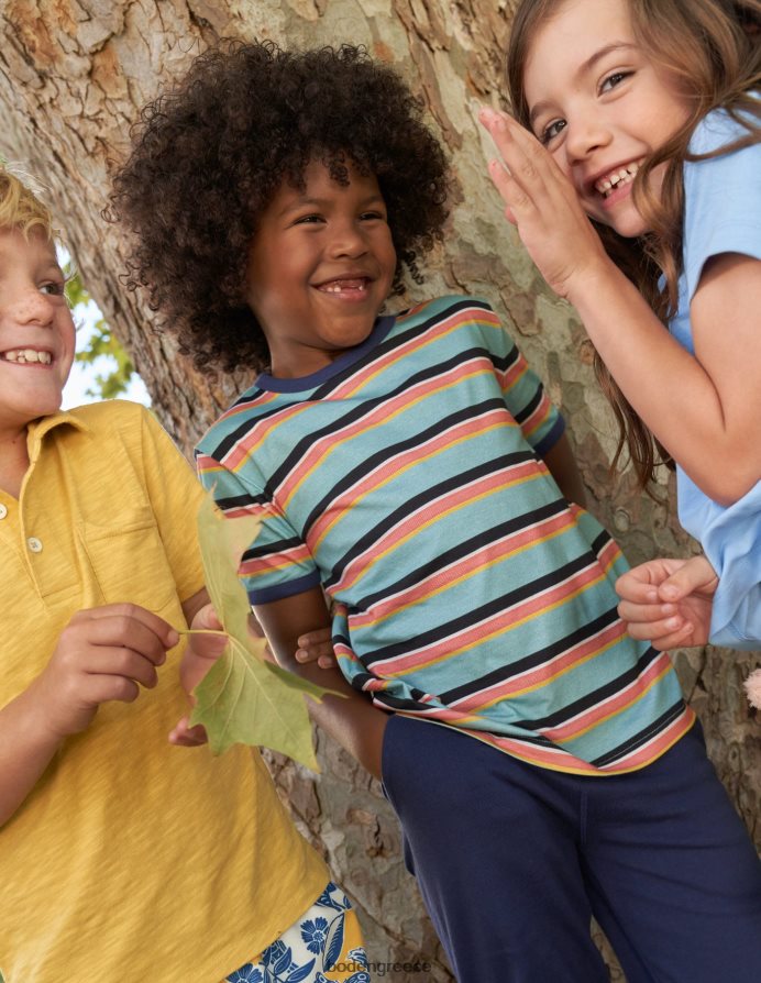 aqua sea blue/multi είδη ένδυσης ρετρό μπλουζάκι ringer ριγέ Boden κορίτσια 464PH83030