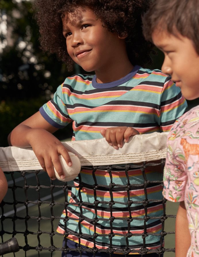 aqua sea blue/multi είδη ένδυσης ρετρό μπλουζάκι ringer ριγέ Boden κορίτσια 464PH83030