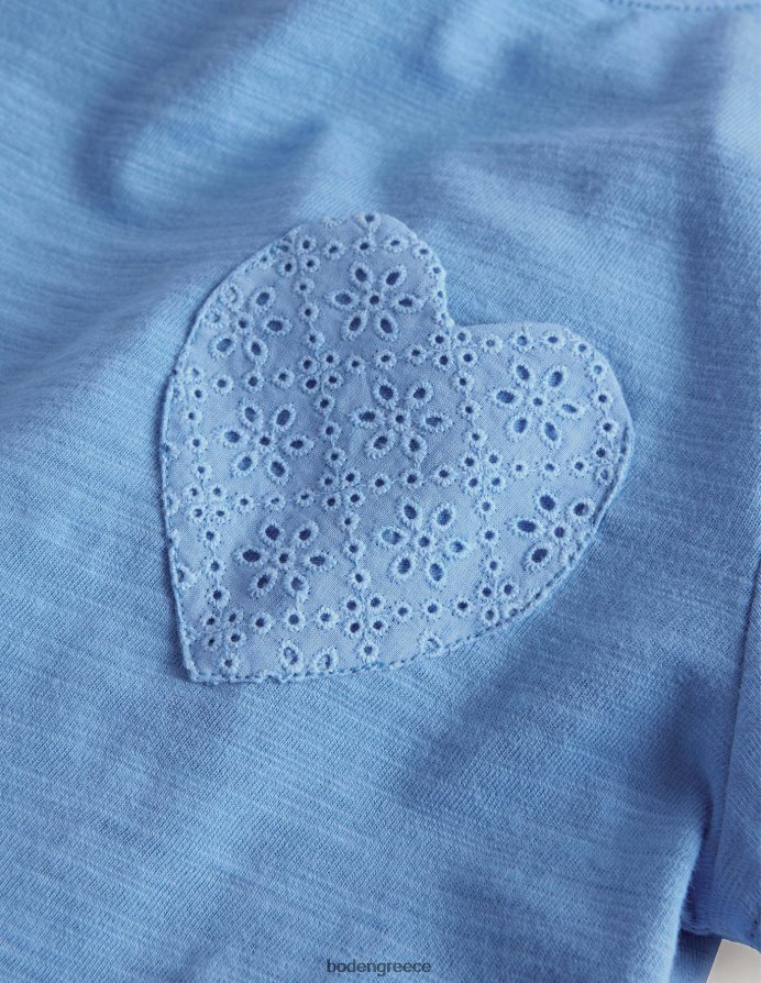 όψη μπλε είδη ένδυσης μπλουζάκι με τσέπη broderie Boden κορίτσια 464PH83152