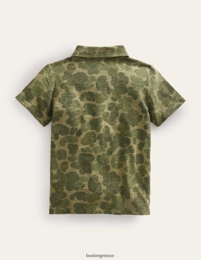 πράσινο camo είδη ένδυσης μοτίβο slub jersey polo Boden κορίτσια 464PH83058