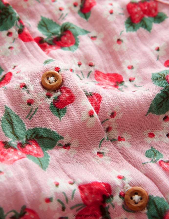 γαλλική ροζ φράουλα είδη ένδυσης διπλό πανί crop top Boden κορίτσια 464PH82910