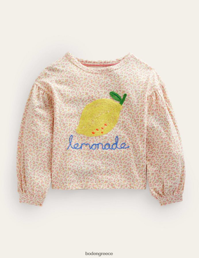 floral λεμονάδα ιβουάρ είδη ένδυσης κεντημένο τοπ Boden κορίτσια 464PH82863