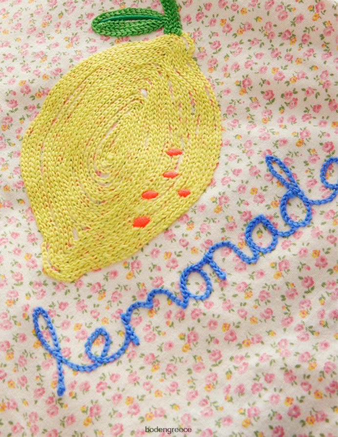 floral λεμονάδα ιβουάρ είδη ένδυσης κεντημένο τοπ Boden κορίτσια 464PH82863