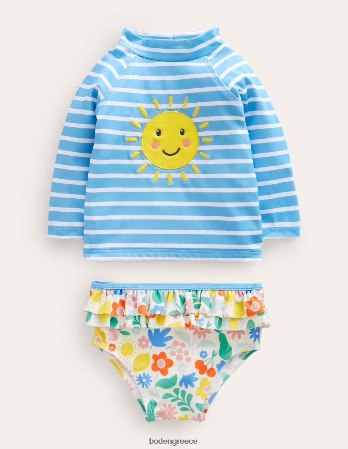 floral πολλαπλών διακοπών είδη ένδυσης σετ γιλέκου frill rash Boden κορίτσια 464PH83112