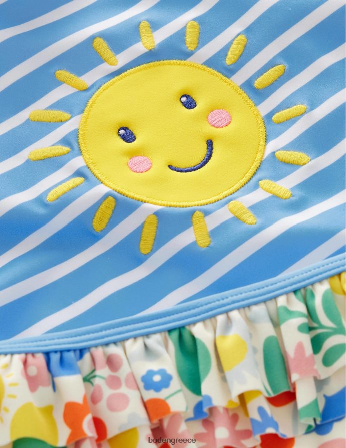 floral πολλαπλών διακοπών είδη ένδυσης σετ γιλέκου frill rash Boden κορίτσια 464PH83112