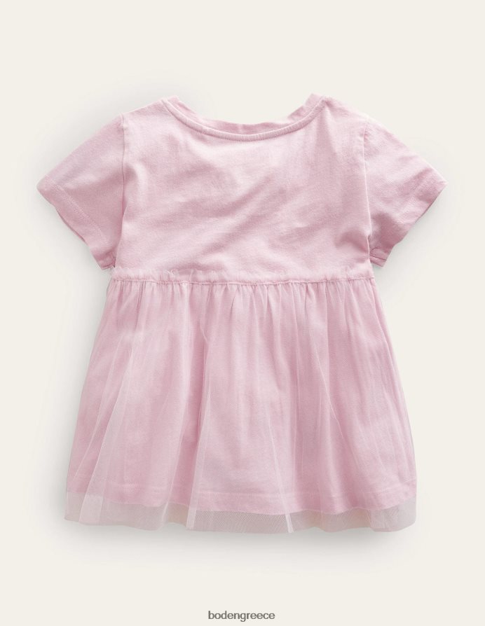 γαλλικό ροζ είδη ένδυσης μπλουζάκι απλικέ από τούλι flutter Boden κορίτσια 464PH82846