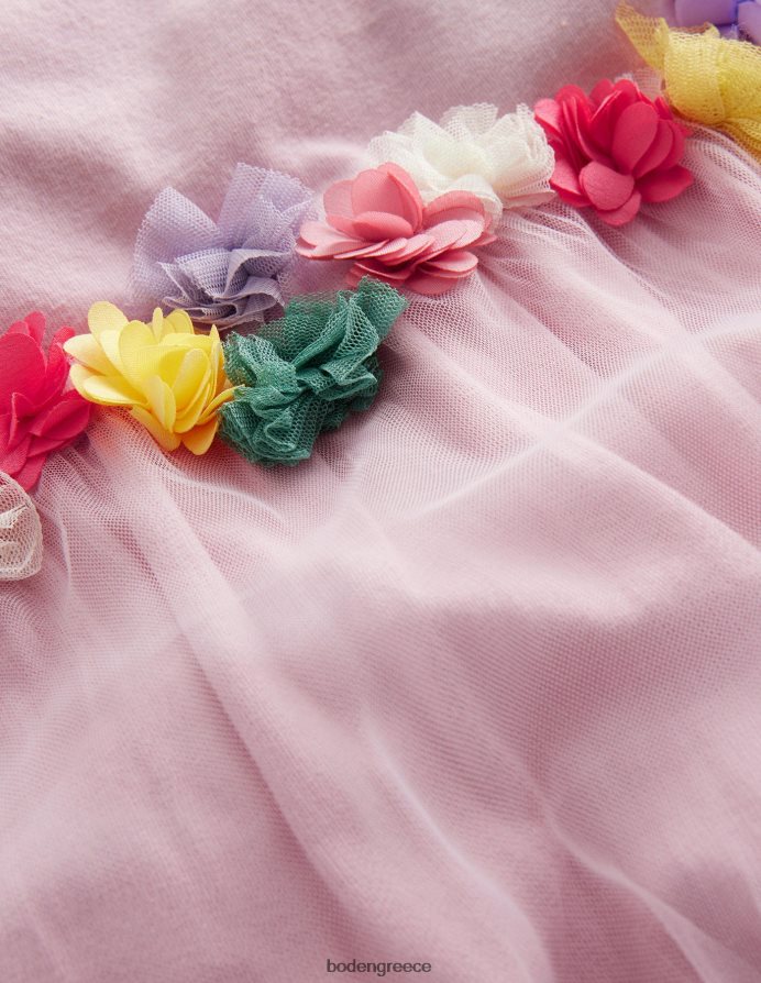 γαλλικό ροζ είδη ένδυσης μπλουζάκι απλικέ από τούλι flutter Boden κορίτσια 464PH82846