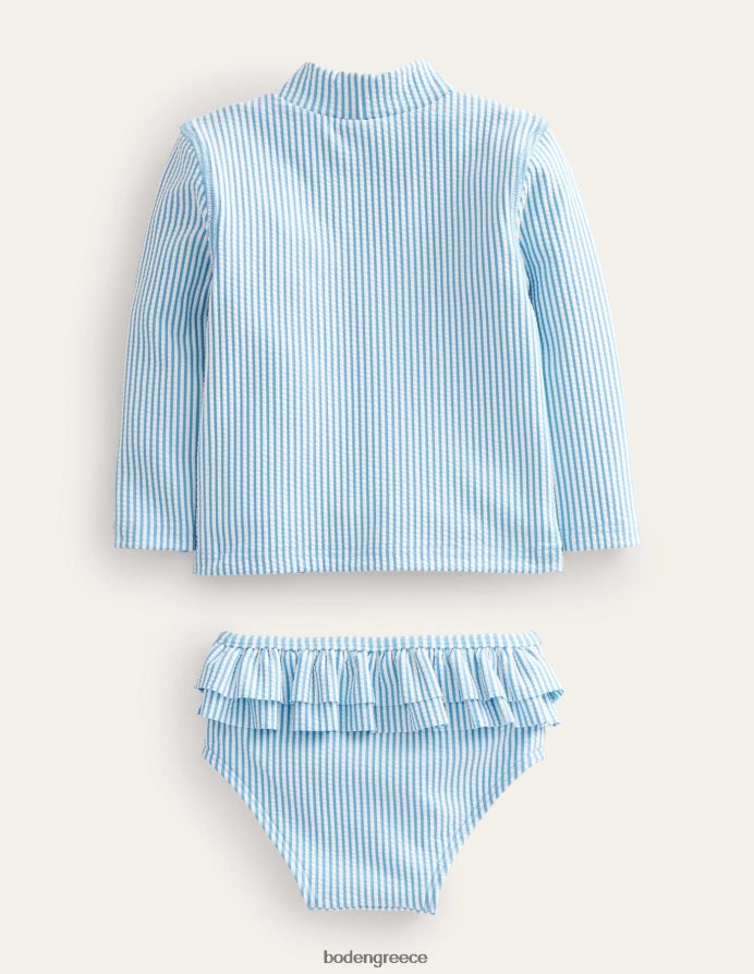 μπλε και ιβουάρ λωρίδα σανίδα του σερφ είδη ένδυσης Σετ γιλέκο frilly rash Boden κορίτσια 464PH83113