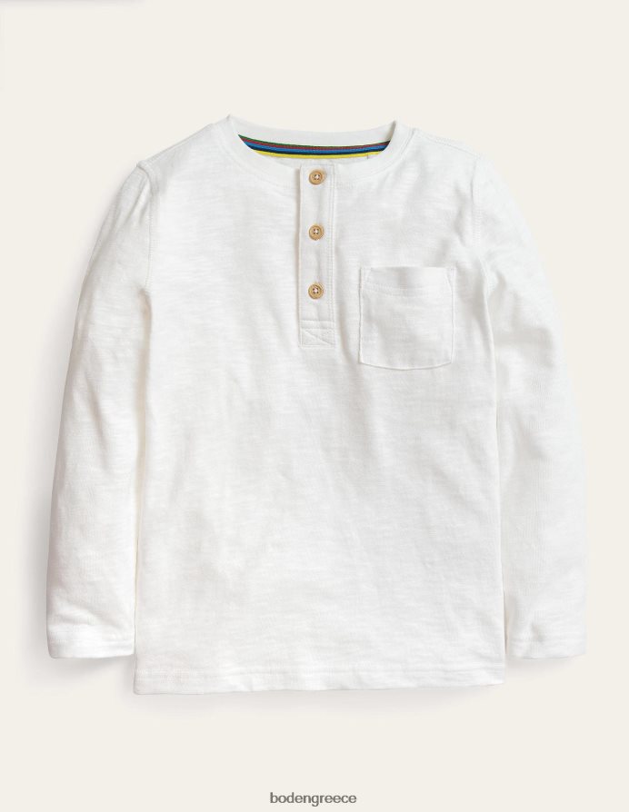 άσπρο είδη ένδυσης μακρυμάνικο μπλουζάκι henley Boden κορίτσια 464PH83175