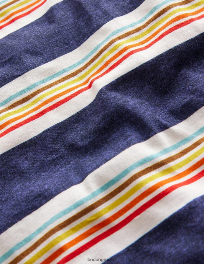 απαλό δεξιό μπλε/πολύ είδη ένδυσης ρετρό μπλουζάκι ringer ριγέ Boden κορίτσια 464PH83012