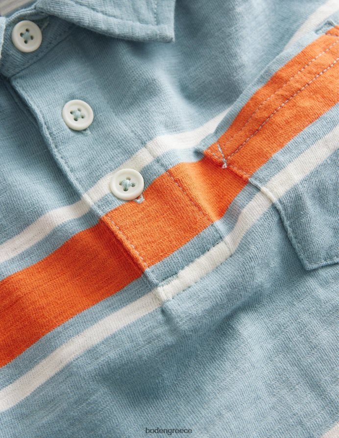 μπλε τουρμαλίνη/πορτοκαλί φωτιάς είδη ένδυσης μοτίβο slub jersey polo Boden κορίτσια 464PH83167