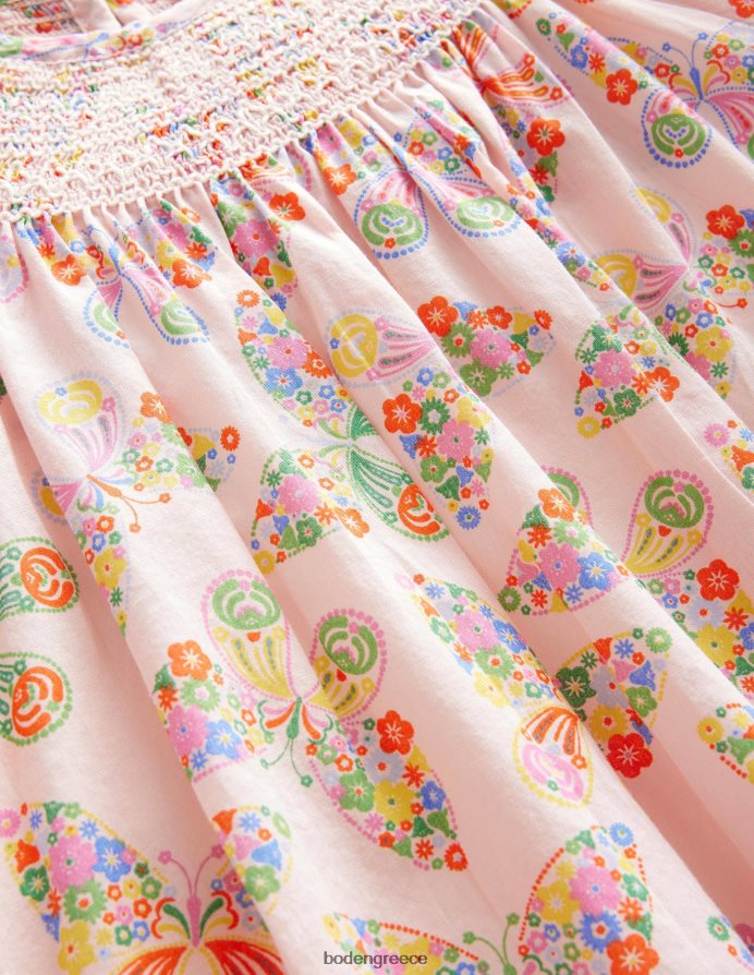 σκονισμένες ροζ πεταλούδες είδη ένδυσης υφαντό smocked top Boden κορίτσια 464PH83166