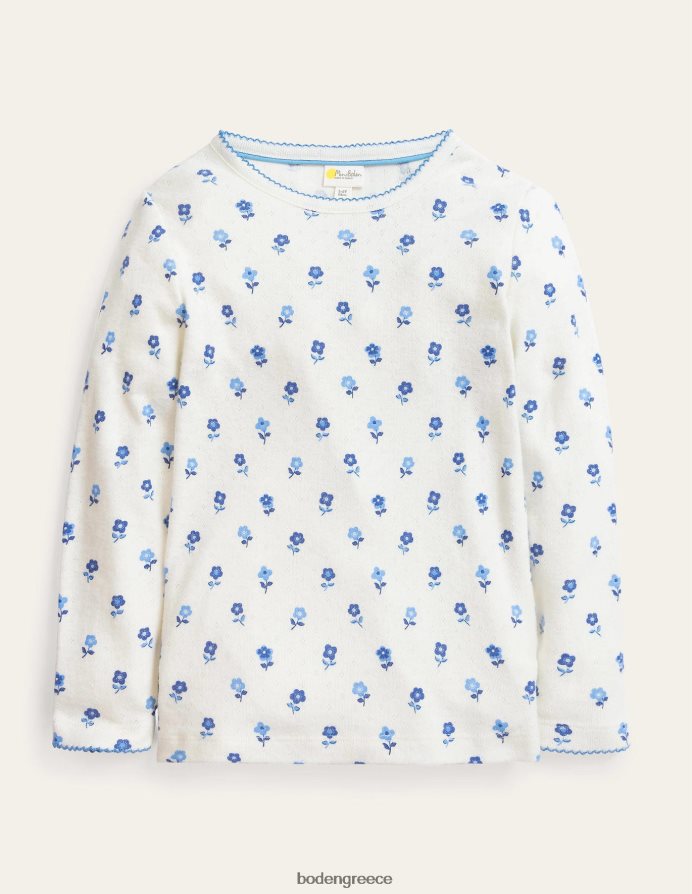 μπλε λουλούδι βανίλιας είδη ένδυσης μπλουζάκι supersoft pointelle Boden κορίτσια 464PH83265