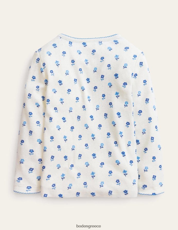 μπλε λουλούδι βανίλιας είδη ένδυσης μπλουζάκι supersoft pointelle Boden κορίτσια 464PH83265