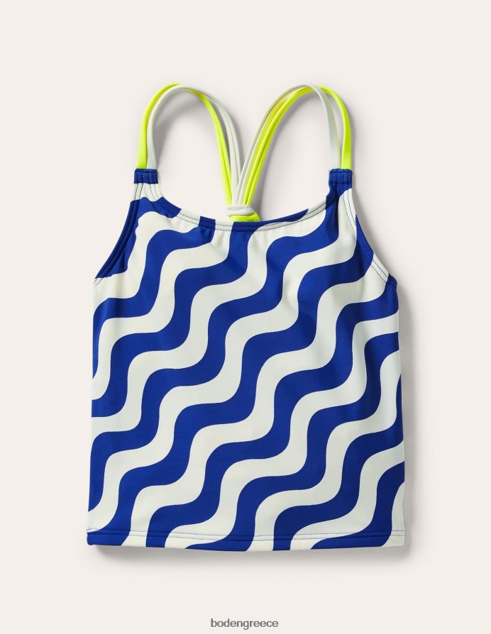 ιβουάρ/μπλε κύμα είδη ένδυσης top tankini με σχέδια Boden κορίτσια 464PH83083