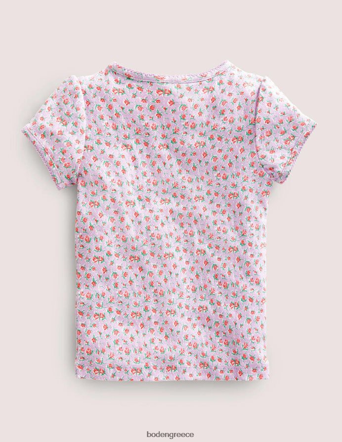 λιλά vintage floral κλωνάρι είδη ένδυσης κοντομάνικο πουέντ Boden κορίτσια 464PH83093