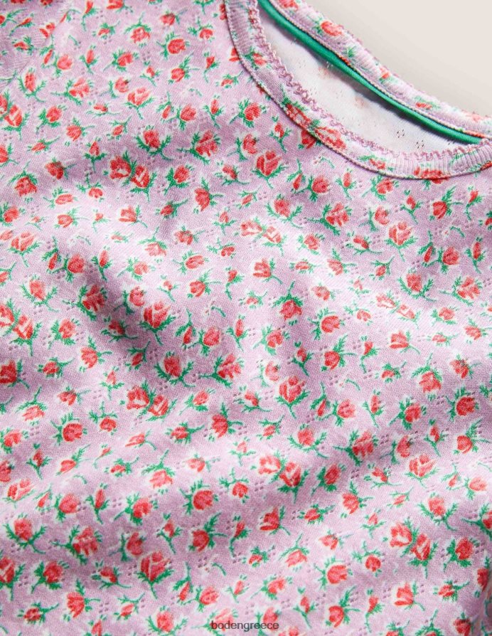 λιλά vintage floral κλωνάρι είδη ένδυσης κοντομάνικο πουέντ Boden κορίτσια 464PH83093