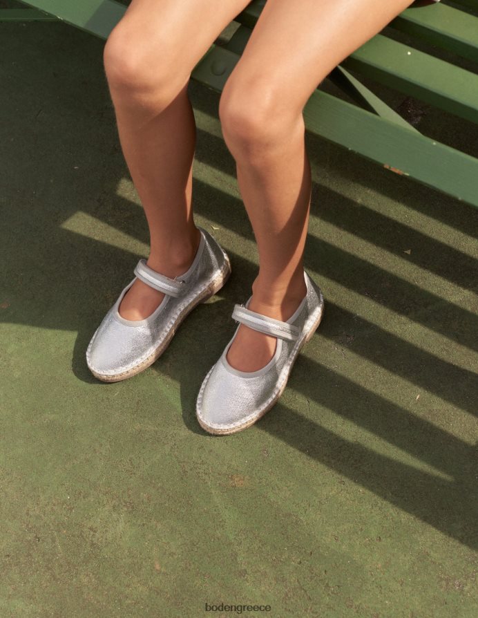 μεταλλικό ασήμι είδη υπόδησης εσπαντρίγιες από καμβά Boden κορίτσια 464PH8826