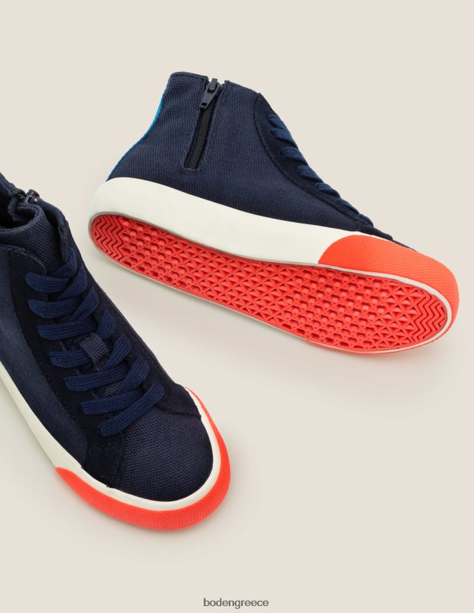 ναυτικό μπλε είδη υπόδησης ψηλές μπλούζες από καμβά αντίθεσης Boden κορίτσια 464PH8831