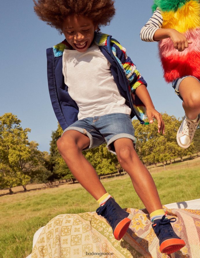 ναυτικό μπλε είδη υπόδησης ψηλές μπλούζες από καμβά αντίθεσης Boden κορίτσια 464PH8831