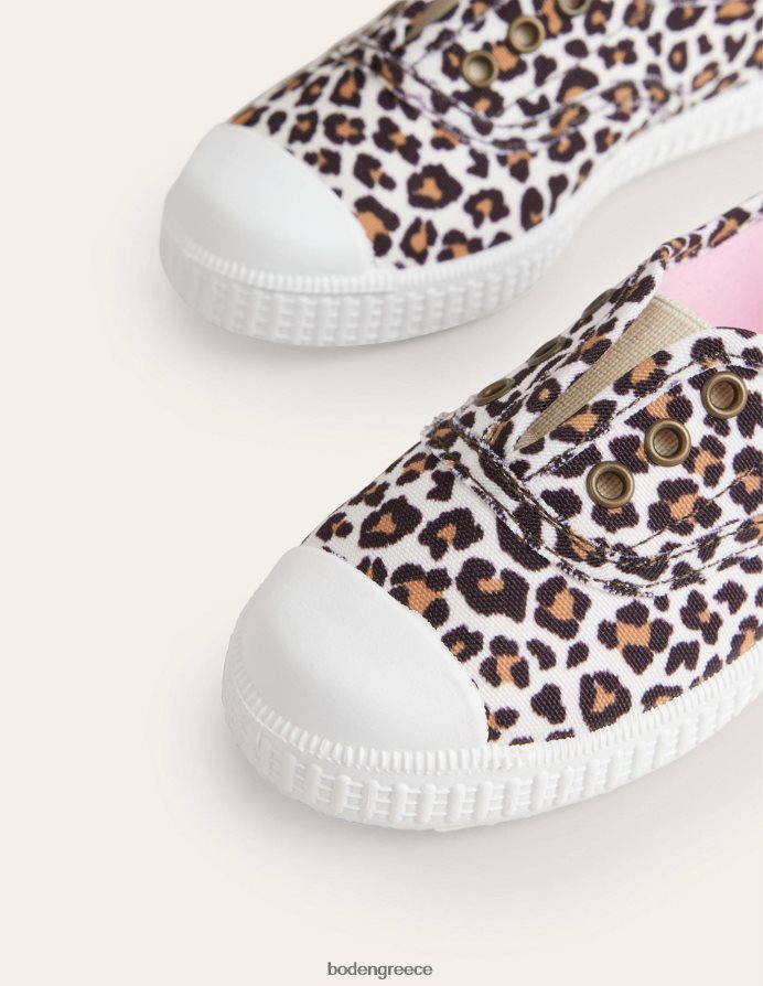 λεοπάρδαλη είδη υπόδησης pull-ons καμβά χωρίς κορδόνια Boden κορίτσια 464PH82735