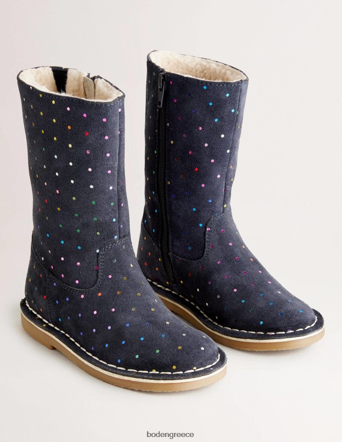 κολεγιακό ναυτικό πολλαπλών σημείων είδη υπόδησης κηλίδες ψηλές σουέτ μπότες Boden κορίτσια 464PH82723