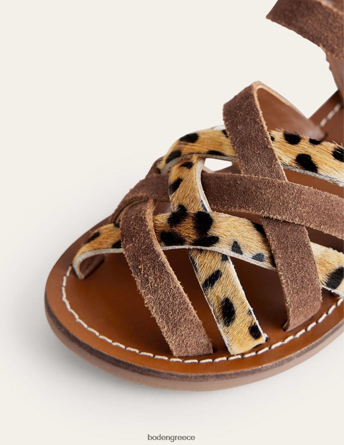 καφέ/ζώο συνδυασμός είδη υπόδησης σανδάλια με τιράντες Boden κορίτσια 464PH82654