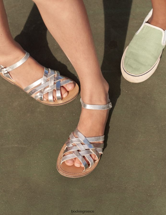 μεταλλικό ασήμι είδη υπόδησης σανδάλια με τιράντες Boden κορίτσια 464PH82764