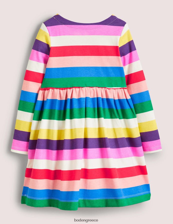 πολλαπλή λωρίδα ουράνιου τόξου είδη ένδυσης μακρυμάνικο διασκεδαστικό φόρεμα ζέρσεϊ Boden μωρό 464PH83379