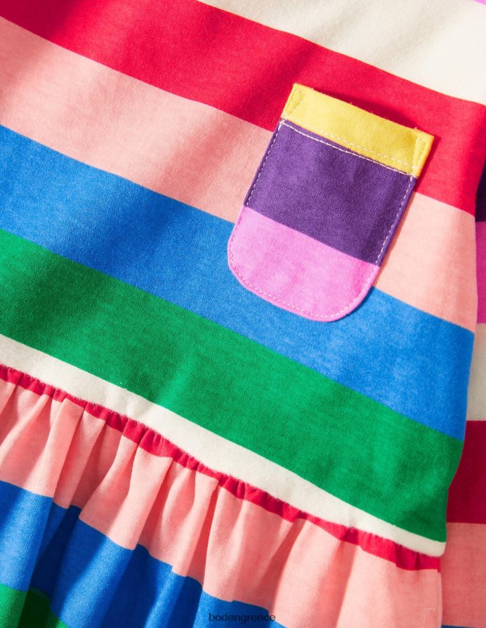 πολλαπλή λωρίδα ουράνιου τόξου είδη ένδυσης μακρυμάνικο διασκεδαστικό φόρεμα ζέρσεϊ Boden μωρό 464PH83379