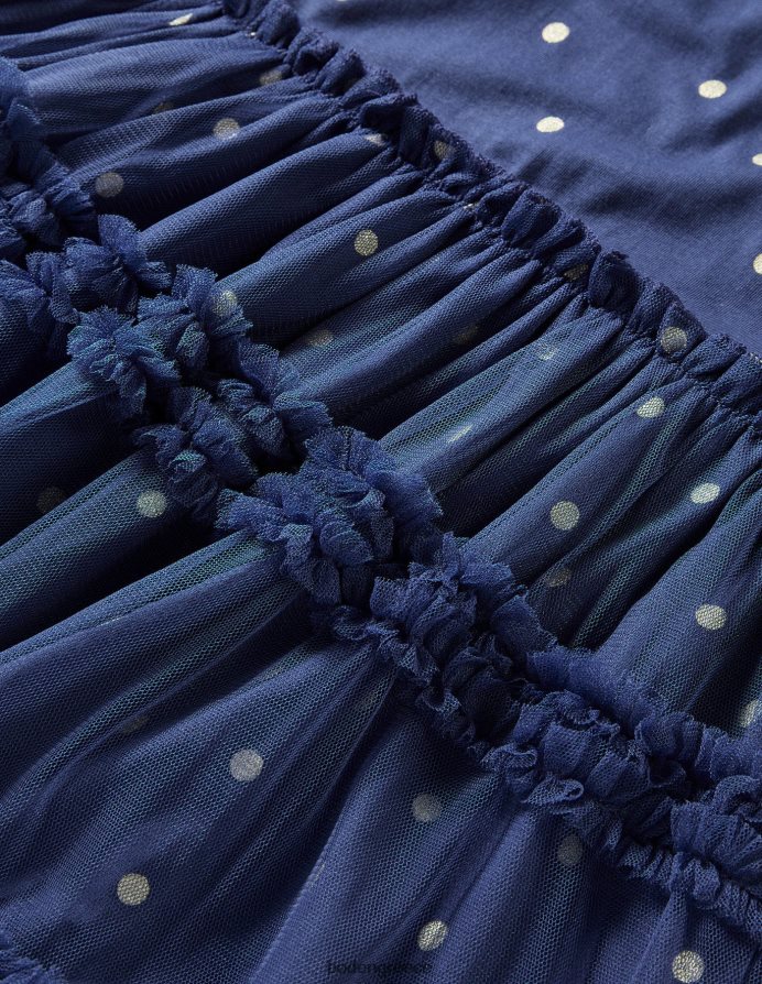 δεξιά μπλε/χρυσή κηλίδα είδη ένδυσης μακρυμάνικο ζέρσεϊ φόρεμα από τούλι Boden μωρό 464PH83387