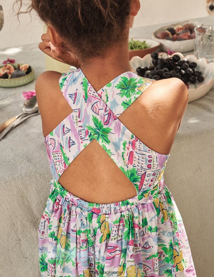 εκτύπωση πολλαπλών σκηνών είδη ένδυσης φόρεμα σταυρωτό πίσω Boden μωρό 464PH83401